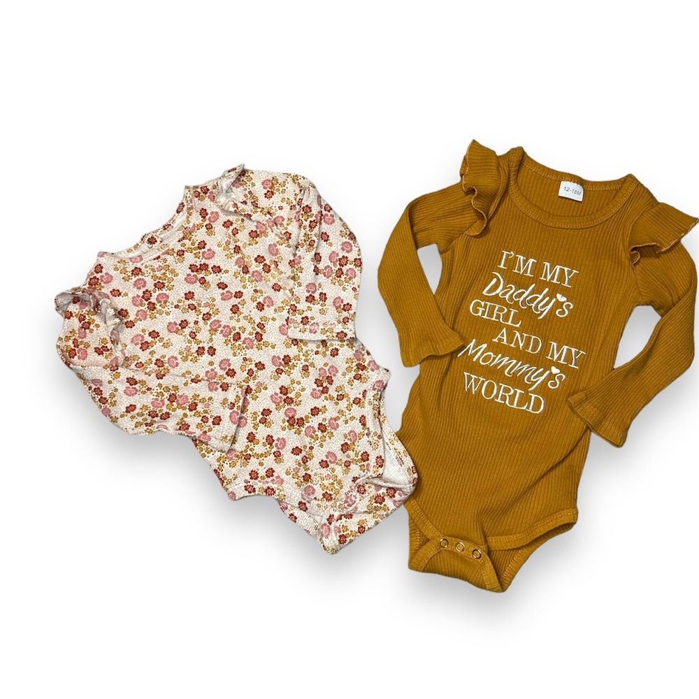 Two Long Sleeve 12-18M Girls Onesies